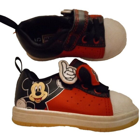 DISNEY JUNIOR MICKEY MOUSE FINGER HAND TODDLER SIZE 5 RED WHITE sneakers SHOES - Picture 1 of 8